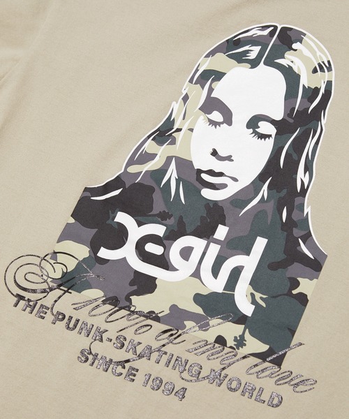 X-girl（エックスガール）の「HIBISCUS CAMOUFLAGE FACE S/S TEE（Tシャツ/カットソー・レディース・ブラック/ホワイト/ベージュ・S/M/L）」の13枚目の写真