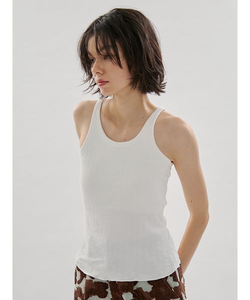 emmi(エミ)の「カップインランダムテレコタンクトップ(タンクトップ・レディース・ホワイト/ブラウン/ブラック・F)」の14枚目の写真