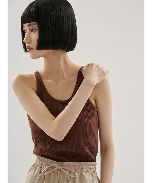 emmi(エミ)の「カップインランダムテレコタンクトップ(タンクトップ・レディース・ホワイト/ブラウン/ブラック・F)」の20枚目の写真