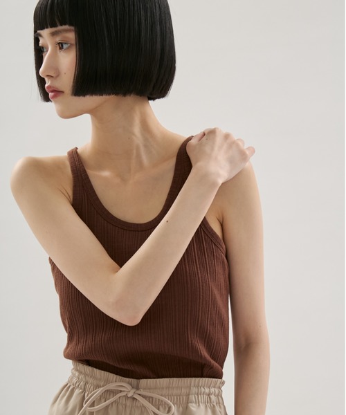 emmi(エミ)の「カップインランダムテレコタンクトップ(タンクトップ・レディース・ホワイト/ブラウン/ブラック・F)」の9枚目の写真