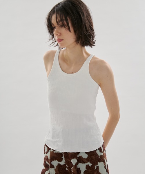 emmi(エミ)の「カップインランダムテレコタンクトップ(タンクトップ・レディース・ホワイト/ブラウン/ブラック・F)」の4枚目の写真