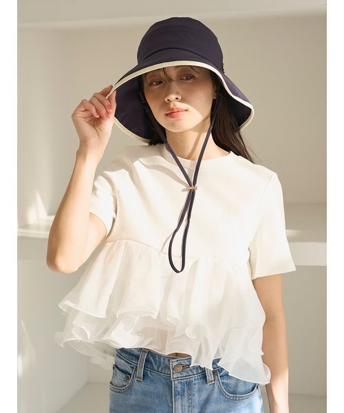 SNIDEL(スナイデル)の「UVカットバケットハット(ハット・レディース・マルチ/ブラック・F)」の4枚目の写真