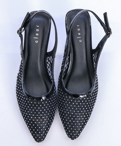 clear（クリア）の「ラインストーンメッシュミュール（パンプス・レディース・アイボリー/ブラック・L/M）」の5枚目の写真