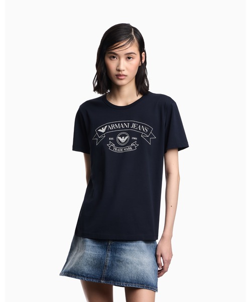 EMPORIO ARMANI（エンポリオアルマーニ）の「【エンポリオ アルマーニ】ARMANI JEANS Tシャツ（Tシャツ/カットソー・レディース・ネイビー/オフホワイト・LARGE/MEDIUM/SMALL）」の2枚目の写真