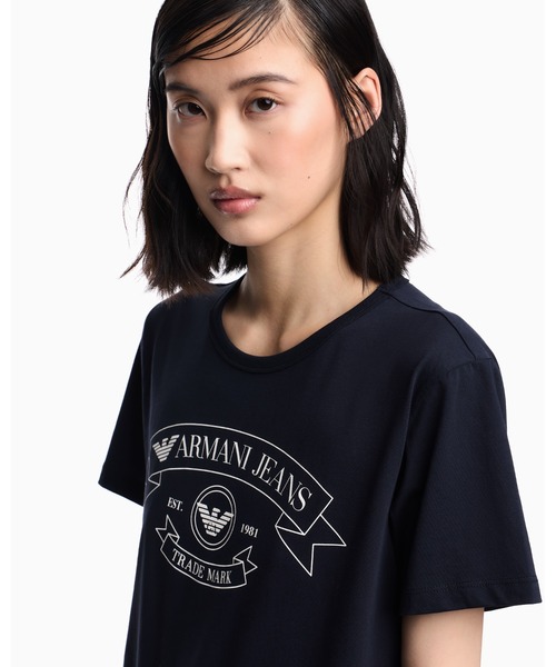 EMPORIO ARMANI（エンポリオアルマーニ）の「【エンポリオ アルマーニ】ARMANI JEANS Tシャツ（Tシャツ/カットソー・レディース・ネイビー/オフホワイト・LARGE/MEDIUM/SMALL）」の9枚目の写真