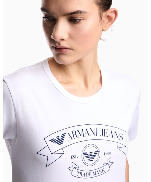EMPORIO ARMANI（エンポリオアルマーニ）の「【エンポリオ アルマーニ】ARMANI JEANS Tシャツ（Tシャツ/カットソー・レディース・ネイビー/オフホワイト・LARGE/MEDIUM/SMALL）」の5枚目の写真