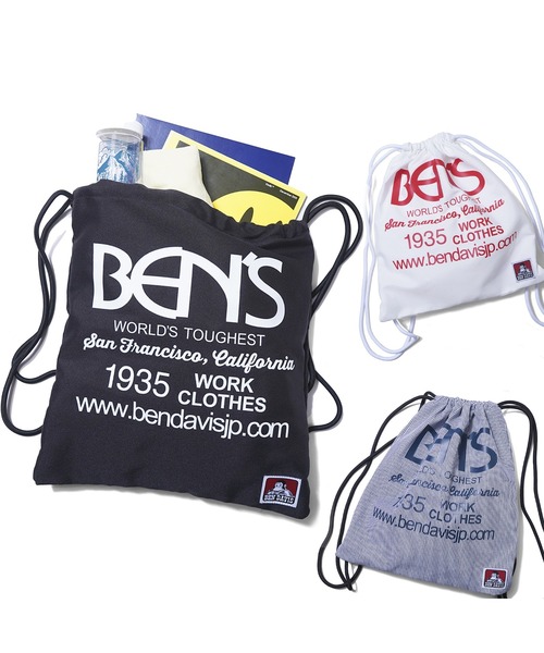 BEN DAVIS（ベンデイビス）の「BIG TYPO NAPSACK（バックパック/リュック・メンズ・ホワイト/ストライプ/ブラック・FREE）」の3枚目の写真