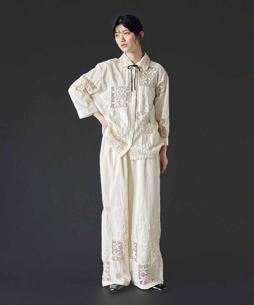 MEDE19F(メデジュウキュウ)の「MEDE19F 〈MADE IN INDIA COLLECTION〉刺繍遣いのパッチワークレースシャツ〈アイボリー〉(シャツ/ブラウス・レディース・アイボリー・1/2)」の4枚目の写真