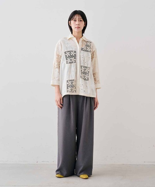 MEDE19F(メデジュウキュウ)の「MEDE19F 〈MADE IN INDIA COLLECTION〉刺繍遣いのパッチワークレースシャツ〈アイボリー〉(シャツ/ブラウス・レディース・アイボリー・1/2)」の9枚目の写真