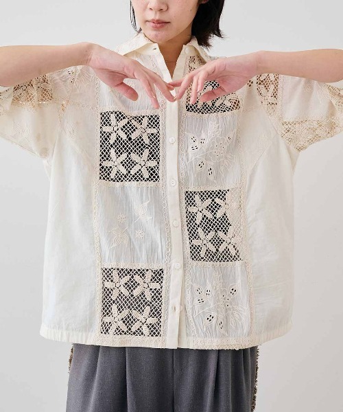 MEDE19F(メデジュウキュウ)の「MEDE19F 〈MADE IN INDIA COLLECTION〉刺繍遣いのパッチワークレースシャツ〈アイボリー〉(シャツ/ブラウス・レディース・アイボリー・1/2)」の15枚目の写真