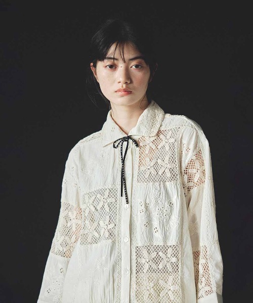 MEDE19F(メデジュウキュウ)の「MEDE19F 〈MADE IN INDIA COLLECTION〉刺繍遣いのパッチワークレースシャツ〈アイボリー〉(シャツ/ブラウス・レディース・アイボリー・1/2)」の8枚目の写真