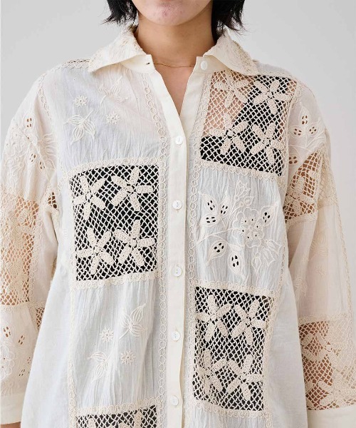 MEDE19F(メデジュウキュウ)の「MEDE19F 〈MADE IN INDIA COLLECTION〉刺繍遣いのパッチワークレースシャツ〈アイボリー〉(シャツ/ブラウス・レディース・アイボリー・1/2)」の17枚目の写真