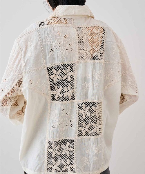 MEDE19F(メデジュウキュウ)の「MEDE19F 〈MADE IN INDIA COLLECTION〉刺繍遣いのパッチワークレースシャツ〈アイボリー〉(シャツ/ブラウス・レディース・アイボリー・1/2)」の18枚目の写真