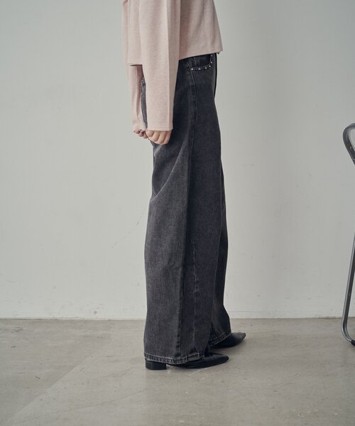 goocy（グーシー）の「スタッズ付きカーブパンツ（デニムパンツ・レディース・ブラック/ブルー系その他/インディゴブルー・FREE）」の5枚目の写真