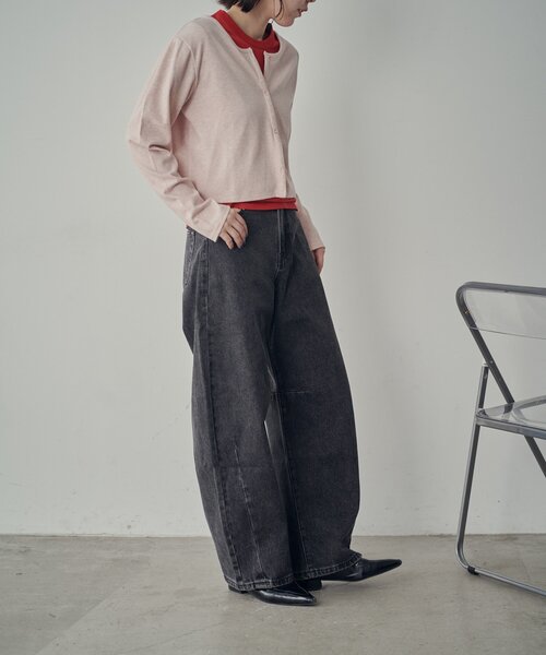 goocy（グーシー）の「スタッズ付きカーブパンツ（デニムパンツ・レディース・ブラック/ブルー系その他/インディゴブルー・FREE）」の6枚目の写真