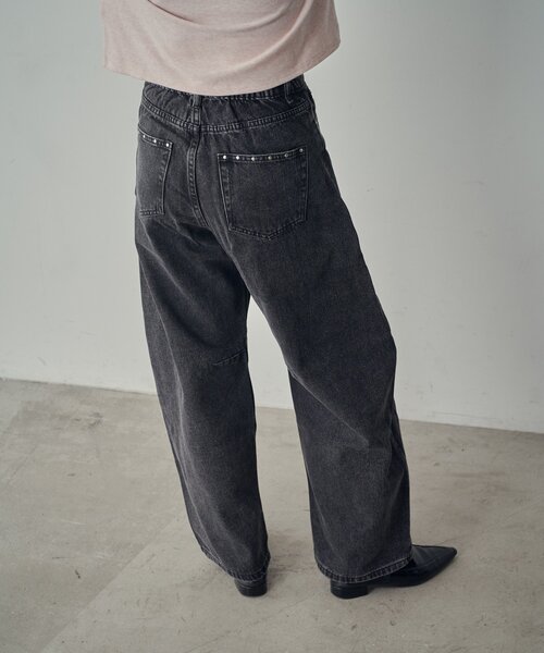 goocy（グーシー）の「スタッズ付きカーブパンツ（デニムパンツ・レディース・ブラック/ブルー系その他/インディゴブルー・FREE）」の7枚目の写真