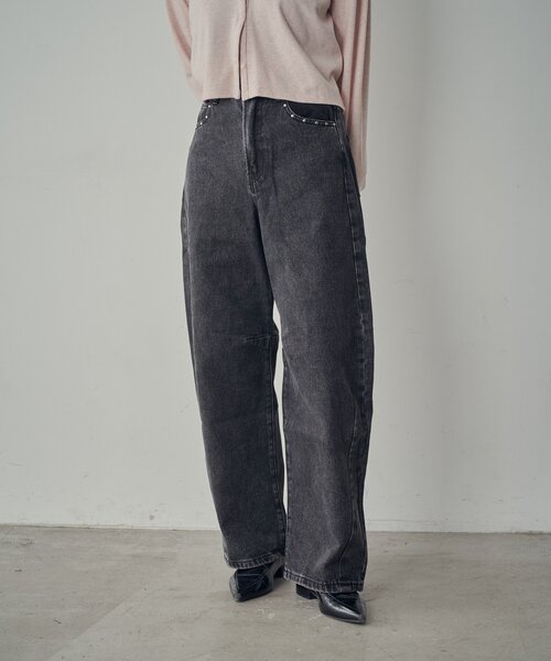 goocy（グーシー）の「スタッズ付きカーブパンツ（デニムパンツ・レディース・ブラック/ブルー系その他/インディゴブルー・FREE）」の8枚目の写真