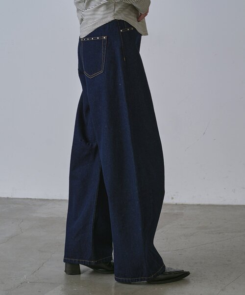 goocy（グーシー）の「スタッズ付きカーブパンツ（デニムパンツ・レディース・ブラック/ブルー系その他/インディゴブルー・FREE）」の13枚目の写真