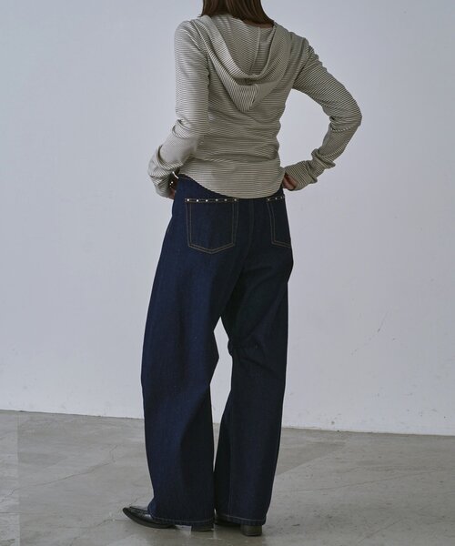 goocy（グーシー）の「スタッズ付きカーブパンツ（デニムパンツ・レディース・ブラック/ブルー系その他/インディゴブルー・FREE）」の14枚目の写真