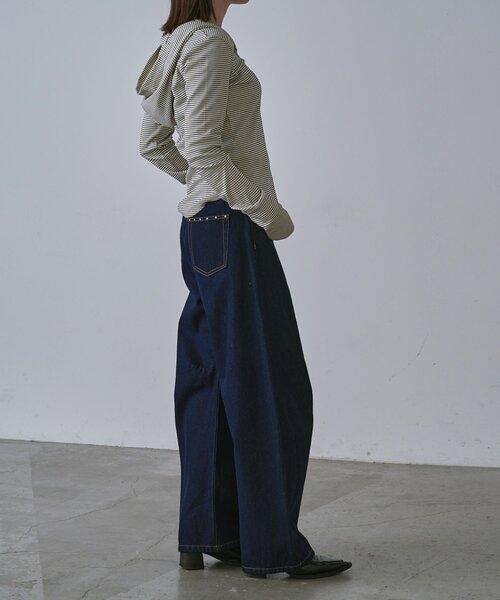 goocy（グーシー）の「スタッズ付きカーブパンツ（デニムパンツ・レディース・ブラック/ブルー系その他/インディゴブルー・FREE）」の15枚目の写真