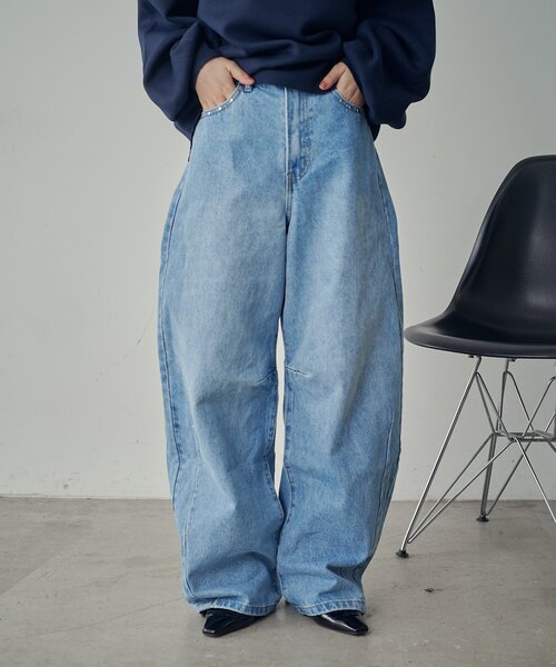goocy（グーシー）の「スタッズ付きカーブパンツ（デニムパンツ・レディース・ブラック/ブルー系その他/インディゴブルー・FREE）」の20枚目の写真