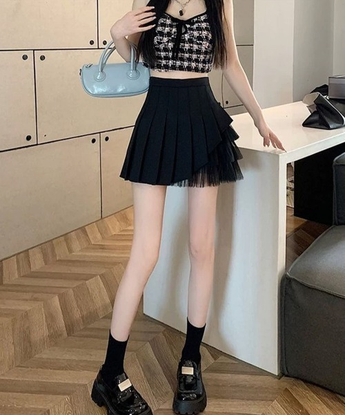 Miniministore(ミニミニストア)の「プリーツミニスカートチュール切替スカート(スカート・レディース・ブラック/ホワイト・L/S/XL/M)」の13枚目の写真