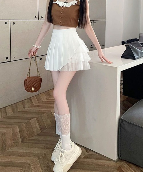 Miniministore(ミニミニストア)の「プリーツミニスカートチュール切替スカート(スカート・レディース・ブラック/ホワイト・L/S/XL/M)」の17枚目の写真