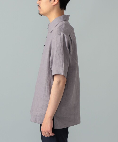 BEAMS F（ビームスエフ）の「【別注】Paul Stuart / リネン ショートスリーブ プルオーバーシャツ（シャツ/ブラウス・メンズ・グレー/ネイビー・50/46）」の6枚目の写真