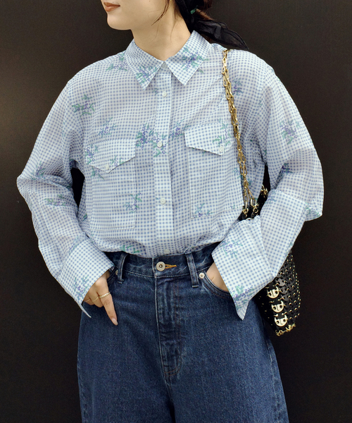 Margaux Dereume × SLOBE cotton silk mix シャツ（シャツ/ブラウス