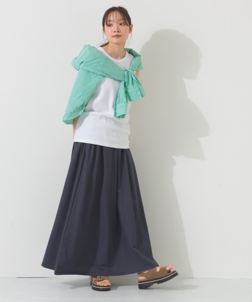 OMNES（オムネス）の「接触冷感 ギャザーフレアロングスカート（スカート・レディース・ブラウン/レッド/ダークグレー/ミント/イエロー・FREE）」の12枚目の写真