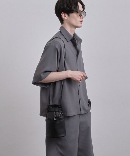 tk.TAKEO KIKUCHI(ティーケータケオキクチ)の「【2WAY】巾着ショルダーバッグ(ショルダーバッグ・メンズ・ブラック/ブラック系4/ブラック系/ホワイト系7・00)」の7枚目の写真