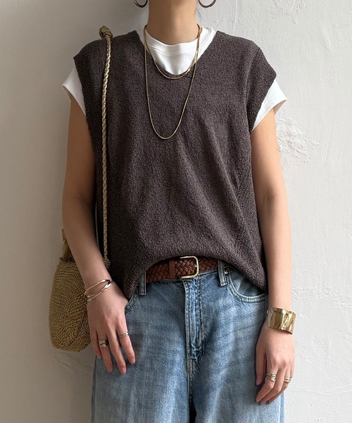 LBC（エルビーシー）の「ミニブークレ2WAYジレ（ニット/セーター・レディース・ブルー/その他1/チャコール/ベージュ・M）」の11枚目の写真