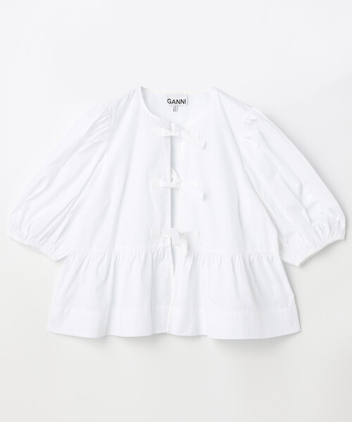 GANNI/ガニー Cotton Poplin Peplum Blouse / F7364 / コットン