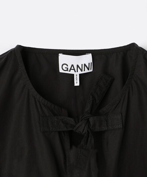 GANNI(ガニー)の「GANNI/ガニー Cotton Poplin Peplum Blouse / F7364 / コットンポプリン ペプラムブラウス(シャツ/ブラウス・レディース・ホワイト/ブラック・XX-SMALL)」の4枚目の写真