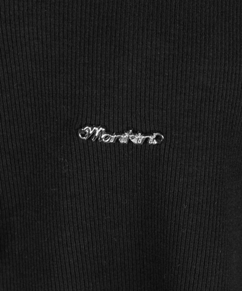 me+em select(ミームセレクト)の「【 3color 】ヘンリーネックロゴプレートレースリブトップス / henley neck logo plate lace ribbed tops ※※(Tシャツ/カットソー・レディース・ブラック/ホワイト/ピンク・FREE)」の5枚目の写真