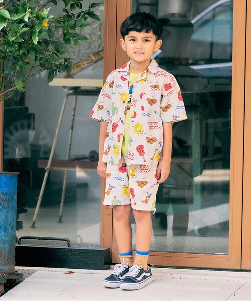 BREEZE（ブリーズ）の「【リンク】シェフシャツ(セットアップ可)（シャツ/ブラウス・キッズ・レインボー/オレンジ/チェック/キナリ・80/90/100/110/120/130/140）」の8枚目の写真