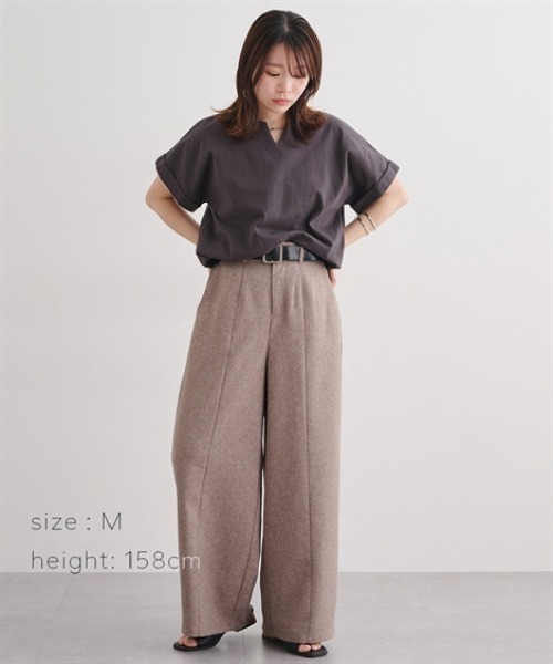 Maison INNESS(メゾンアイネス)の「綿100%バスクキーネックフレンチスリーブプルオーバー(Tシャツ/カットソー・レディース・モカ/チャコールグレー/ブラック・M/S/5L/4L/3L/LL/L)」の10枚目の写真