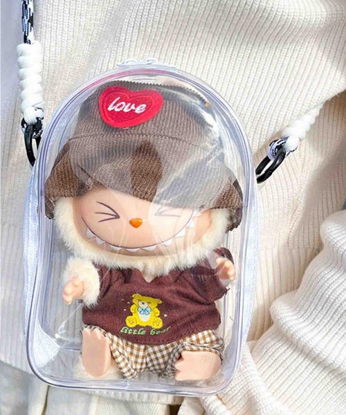 Mignonjour(ミニョンジュール)の「FReePLACe/ショルダー付き 推し クリアポシェット X12793(ボディバッグ/ウエストポーチ・レディース・ホワイト/ブラック・FREE)」の1枚目の写真
