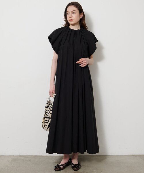 Whim Gazette(ウィムガゼット)の「ギャザータイプライターワンピース(ワンピース・レディース・ブラック/ベージュ・FREE)」の3枚目の写真