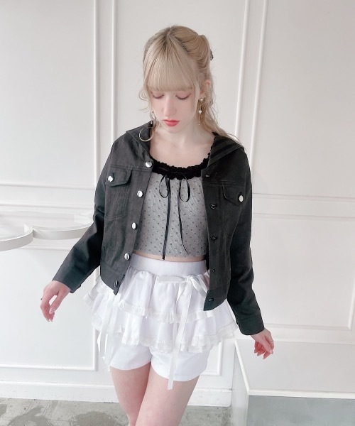 lilLilly(リルリリー)の「ペプラムスウェットレースショートパンツ(その他パンツ・レディース・グレー/ブラック/ホワイト・FREE)」の11枚目の写真