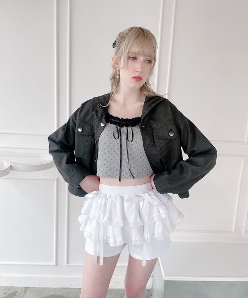 lilLilly(リルリリー)の「ペプラムスウェットレースショートパンツ(その他パンツ・レディース・グレー/ブラック/ホワイト・FREE)」の12枚目の写真