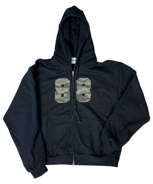 Camouflage 88 Damage Sweat Hood Zip-up (Black) — камуфляжное худи на молнии
