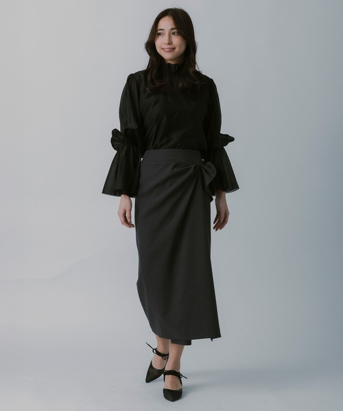 AJUGA.(アジュガ)の「ラップラインスカート(スカート・レディース・アイボリー/チャコールグレー・M/S)」の7枚目の写真