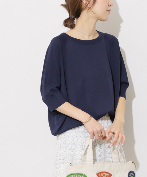 JOURNAL STANDARD relume(ジャーナルスタンダード レリューム)の「接触冷感 / ウォッシャブルクールドルマンプルオーバー(ニット/セーター・レディース・グリーン/ブラック/ライトグレー/ブラウン/ネイビー・FREE)」の5枚目の写真