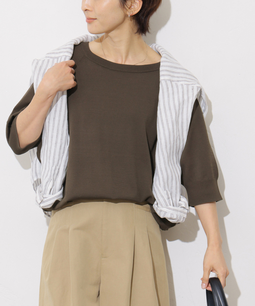 JOURNAL STANDARD relume(ジャーナルスタンダード レリューム)の「接触冷感 / ウォッシャブルクールドルマンプルオーバー(ニット/セーター・レディース・グリーン/ブラック/ライトグレー/ブラウン/ネイビー・FREE)」の3枚目の写真