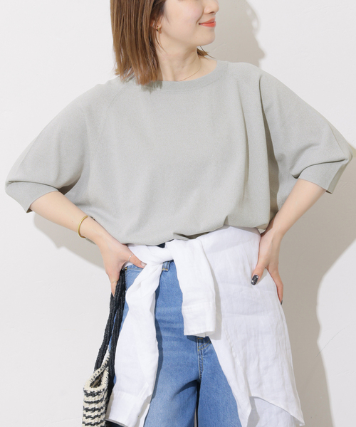 JOURNAL STANDARD relume(ジャーナルスタンダード レリューム)の「接触冷感 / ウォッシャブルクールドルマンプルオーバー(ニット/セーター・レディース・グリーン/ブラック/ライトグレー/ブラウン/ネイビー・FREE)」の2枚目の写真