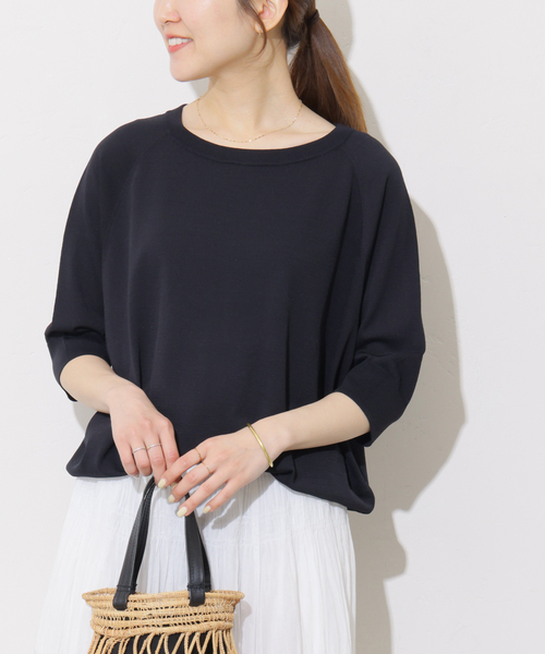 JOURNAL STANDARD relume(ジャーナルスタンダード レリューム)の「接触冷感 / ウォッシャブルクールドルマンプルオーバー(ニット/セーター・レディース・グリーン/ブラック/ライトグレー/ブラウン/ネイビー・FREE)」の1枚目の写真