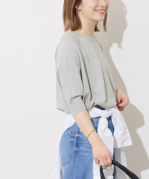 JOURNAL STANDARD relume(ジャーナルスタンダード レリューム)の「接触冷感 / ウォッシャブルクールドルマンプルオーバー(ニット/セーター・レディース・グリーン/ブラック/ライトグレー/ブラウン/ネイビー・FREE)」の6枚目の写真