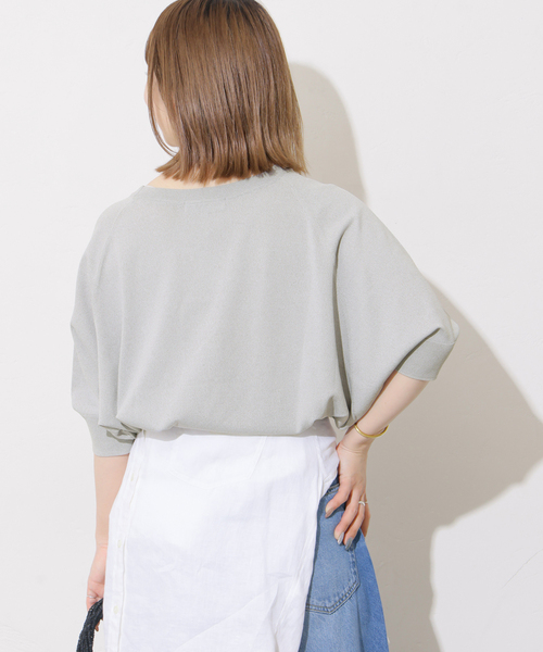 JOURNAL STANDARD relume(ジャーナルスタンダード レリューム)の「接触冷感 / ウォッシャブルクールドルマンプルオーバー(ニット/セーター・レディース・グリーン/ブラック/ライトグレー/ブラウン/ネイビー・FREE)」の7枚目の写真