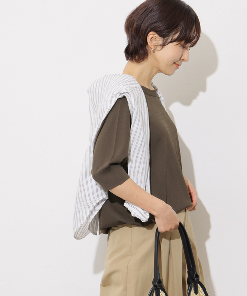 JOURNAL STANDARD relume(ジャーナルスタンダード レリューム)の「接触冷感 / ウォッシャブルクールドルマンプルオーバー(ニット/セーター・レディース・グリーン/ブラック/ライトグレー/ブラウン/ネイビー・FREE)」の12枚目の写真